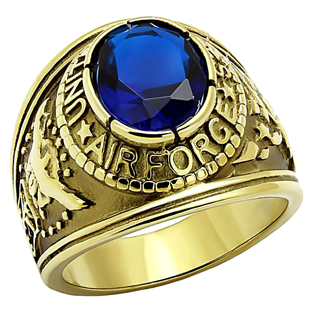 Air Force G: Mens US Air Force Service 316L Steel Ring and IP 14K Gold - 1000Jewels.com