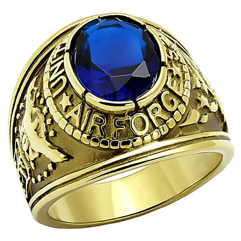 Air Force G: Mens US Air Force Service 316L Steel Ring and IP 14K Gold - 1000Jewels.com