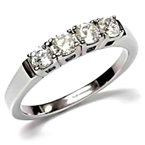 Natalie: 0.64ct Russian Ice Diamond CZ 4 Stone 316 Steel Wedding Band - 1000Jewels.com