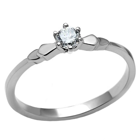Posie: 0.20ct Russian IOF CZ Solitaire Petite Steel Engagement Ring - 1000Jewels.com