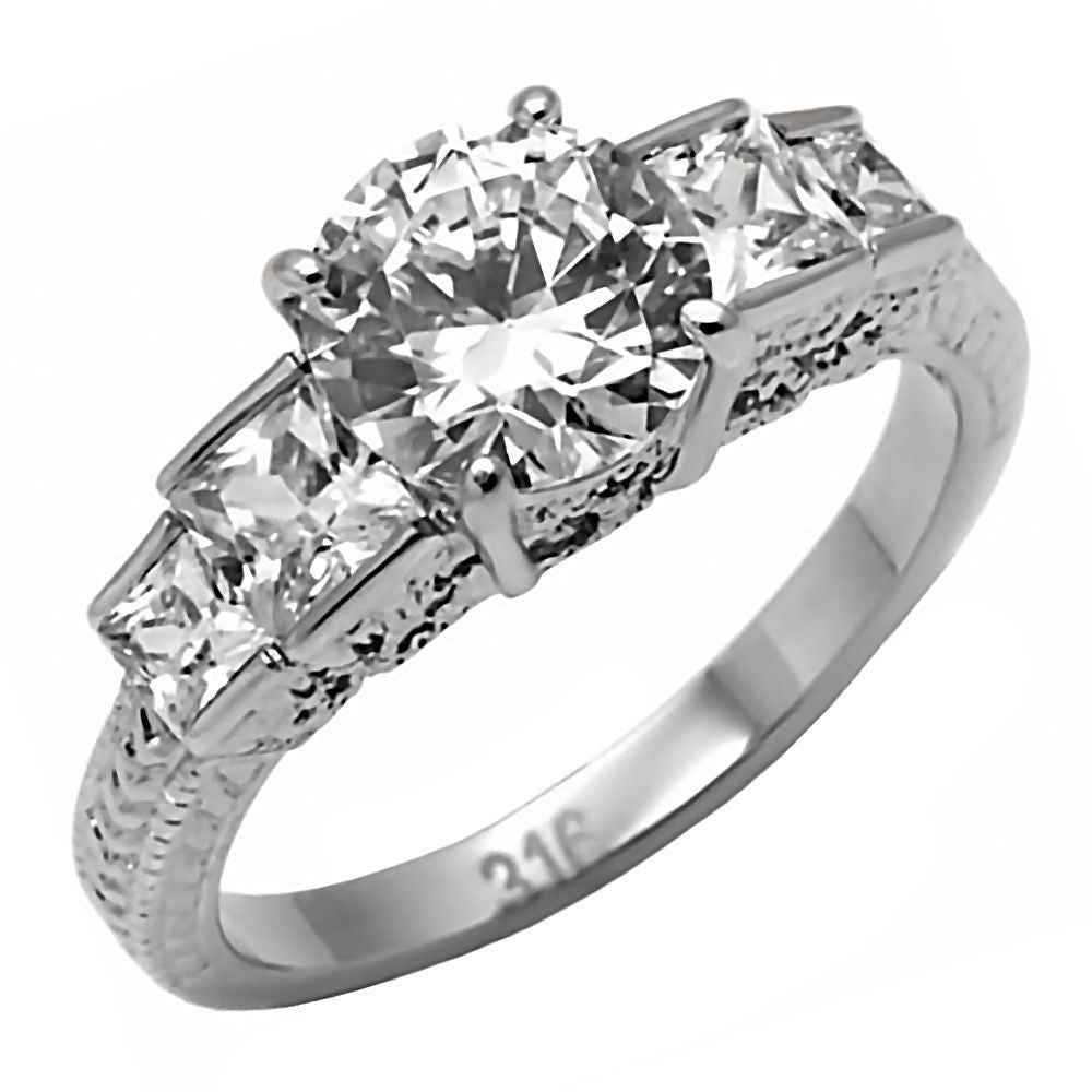Basanti: 5 Stone 3.52ct Scroll-work and Cathedral setting Steel Ring - 1000Jewels.com