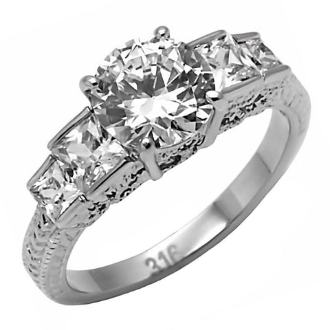 Basanti: 5 Stone 3.52ct Scroll-work and Cathedral setting Steel Ring - 1000Jewels.com