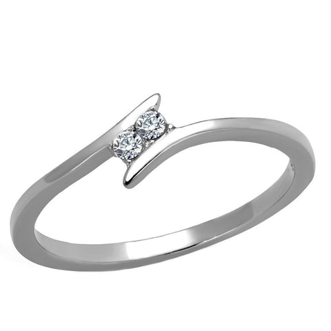 Parvati: 0.06ct Russian IOF CZ Stylish Turn-bypass Steel Promise Ring - 1000Jewels.com