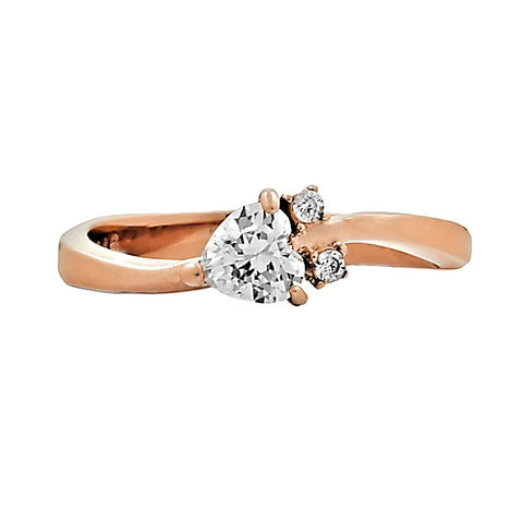 Alicia: Heart cut Russian Ice CZ IP Rose Gold 316 Steel Promise Ring - 1000Jewels.com
