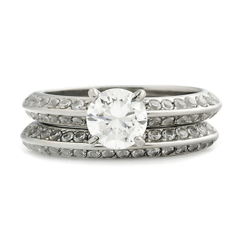 Brenna: Simply Elegant 2.32ct Russian IOF CZ 2 pc Wedding Ring Set - 1000Jewels.com