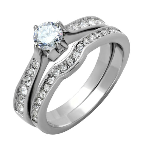 Roz: 1.05ct 2 pc Russian Ice on Fire semi-eternity Wedding Ring Set - 1000Jewels.com