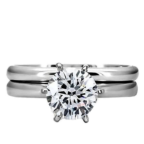 Bella: 1.25ct Russian Ice Diamond CZ 2 pc 316 Steel Wedding Ring Set - 1000Jewels.com